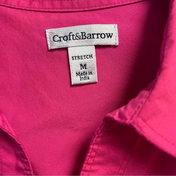 Croft&Borrow Women’s M Pink Button Down Shirt 3/4 sleeve - Picture 3 of 5